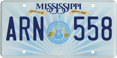 MS license plate ARN558