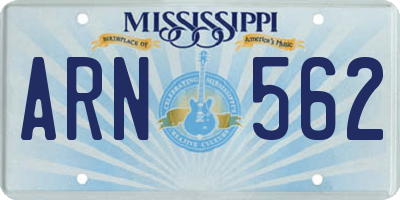 MS license plate ARN562