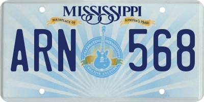 MS license plate ARN568
