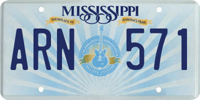 MS license plate ARN571