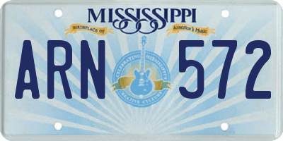 MS license plate ARN572