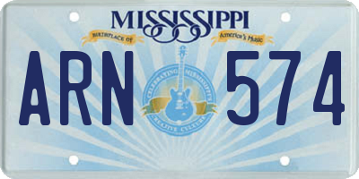 MS license plate ARN574