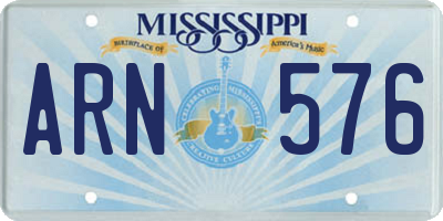 MS license plate ARN576