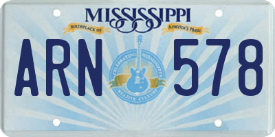MS license plate ARN578