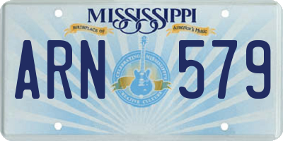 MS license plate ARN579