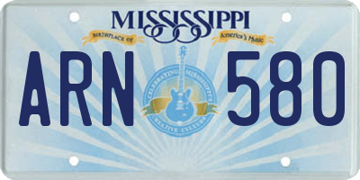 MS license plate ARN580