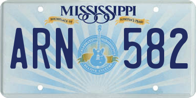 MS license plate ARN582