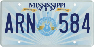 MS license plate ARN584
