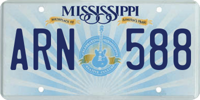 MS license plate ARN588