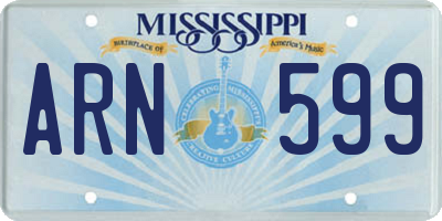 MS license plate ARN599