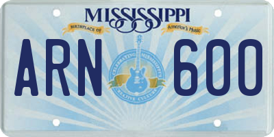 MS license plate ARN600