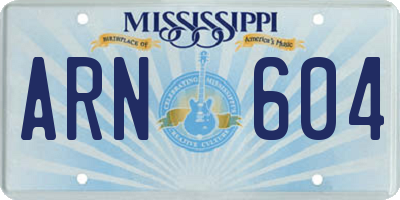 MS license plate ARN604