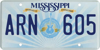 MS license plate ARN605