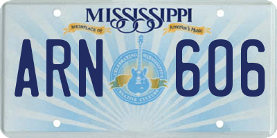 MS license plate ARN606