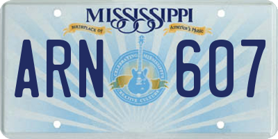 MS license plate ARN607