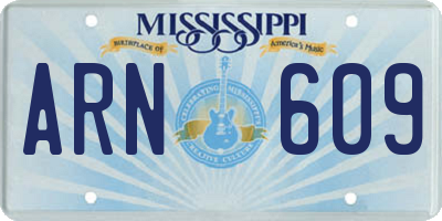 MS license plate ARN609