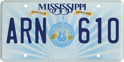 MS license plate ARN610