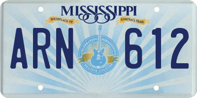 MS license plate ARN612