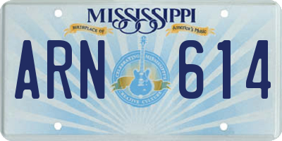 MS license plate ARN614