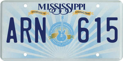 MS license plate ARN615