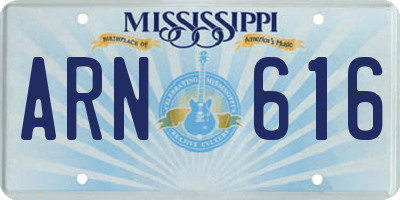 MS license plate ARN616