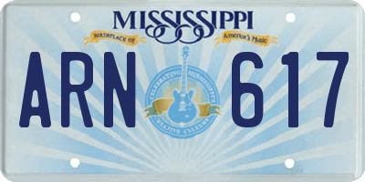 MS license plate ARN617