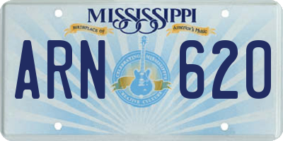 MS license plate ARN620