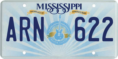 MS license plate ARN622