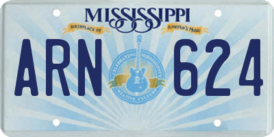 MS license plate ARN624