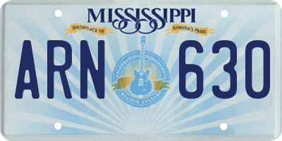 MS license plate ARN630