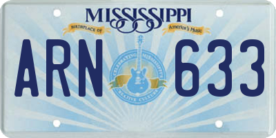 MS license plate ARN633