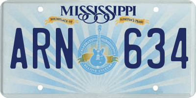 MS license plate ARN634