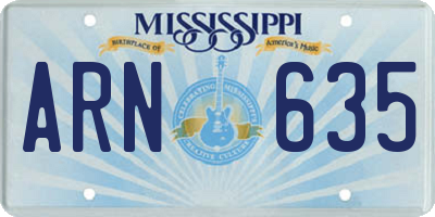 MS license plate ARN635