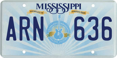 MS license plate ARN636