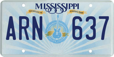 MS license plate ARN637