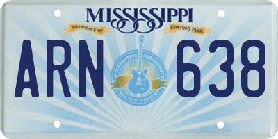 MS license plate ARN638