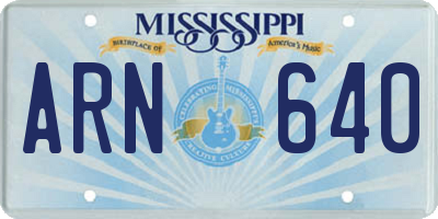 MS license plate ARN640