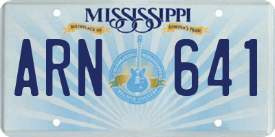 MS license plate ARN641