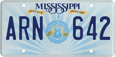 MS license plate ARN642