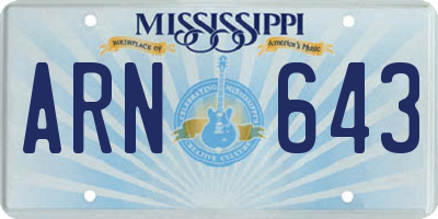 MS license plate ARN643