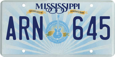 MS license plate ARN645