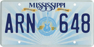 MS license plate ARN648