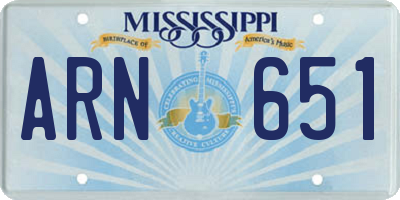 MS license plate ARN651