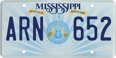MS license plate ARN652