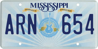 MS license plate ARN654
