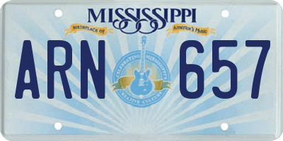 MS license plate ARN657