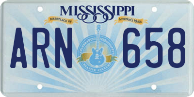 MS license plate ARN658
