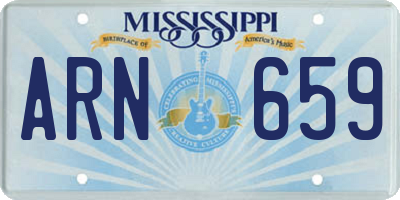 MS license plate ARN659