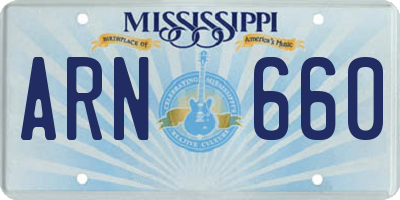 MS license plate ARN660