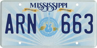 MS license plate ARN663